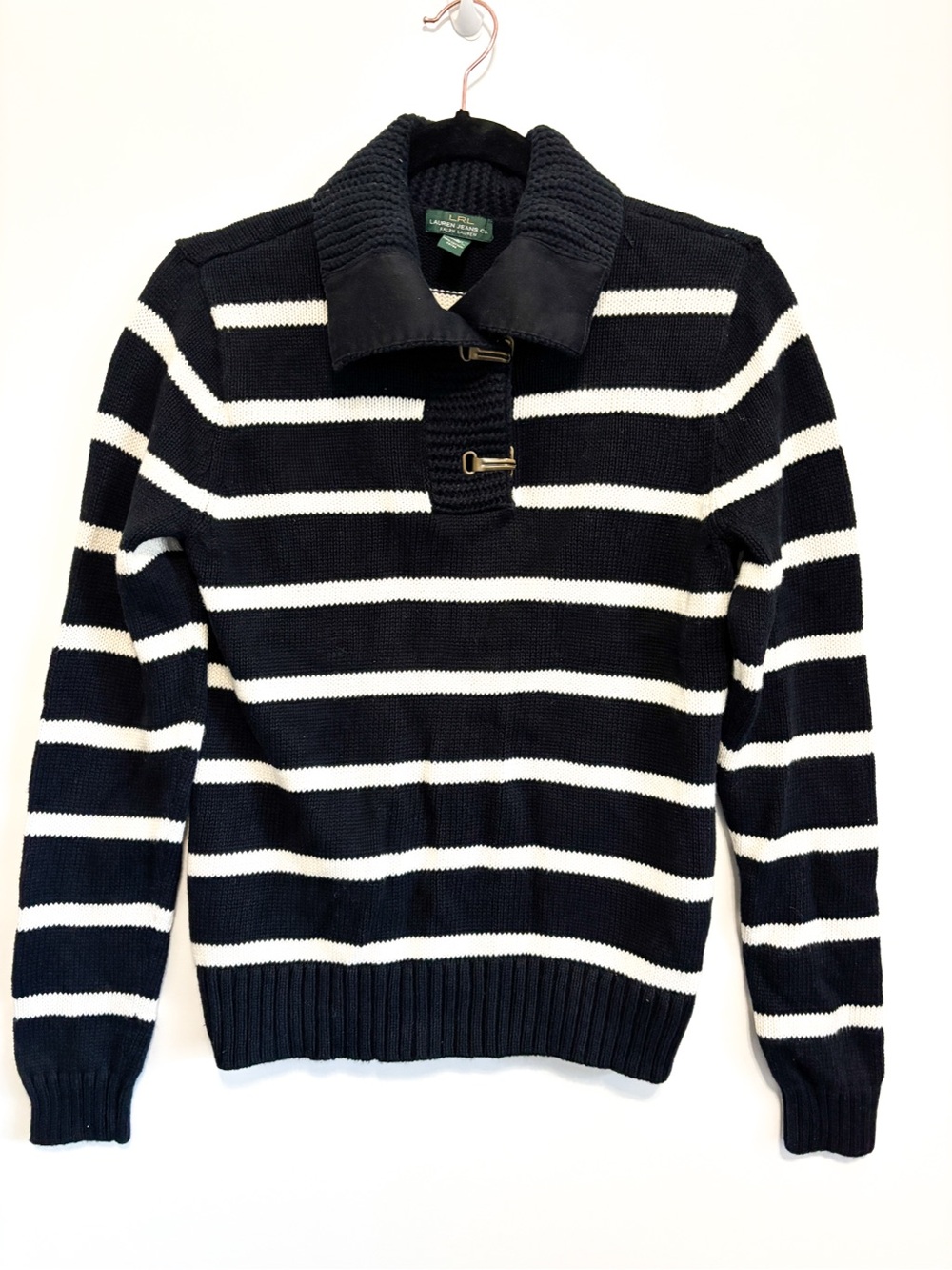 Lauren Ralph Lauren Jeans Navy & White Striped Knit Pullover Sweater
